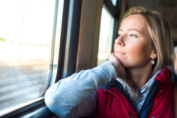 istock Woman traveling by train 948203644