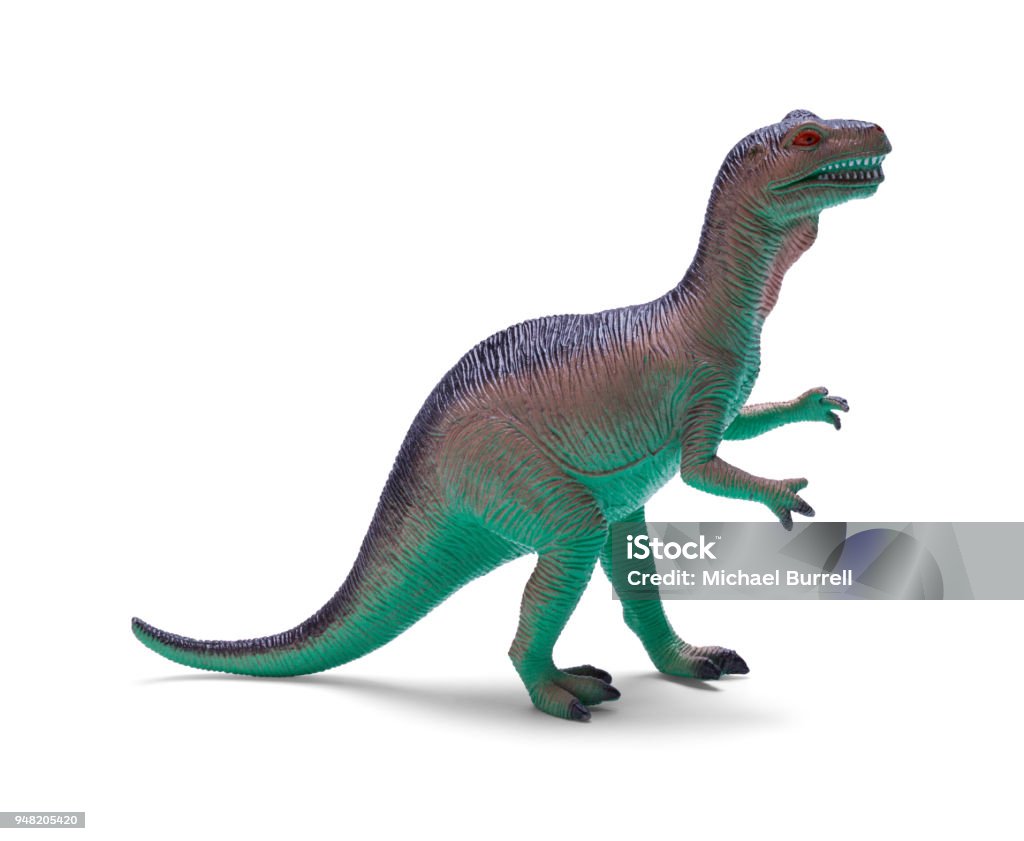 Toy Dinosaur Plastic Toy Tyrannosaurus Rex Isolated on White Background. Toy Dinosaur Stock Photo
