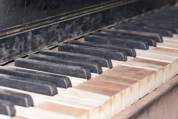 istock Keys of an old classical grand piano closeup 948215784