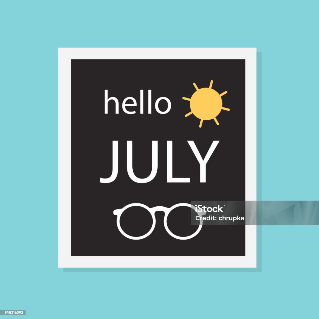 Hello July Fish Frame Hello July Concept Stock Illustration - Download Image Now - Border ...