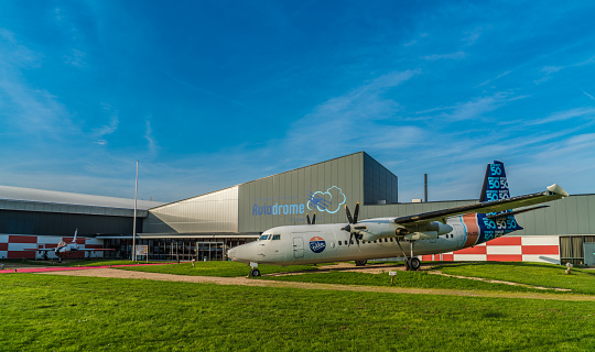 Lelystad, The Netherlands, April 17 2018, Entrance of the aviation museum Aviodrome
