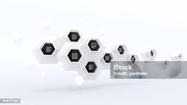 Hexa Marketing Stock Photo - Download Image Now - Bright, Contented Emotion, Hexagon