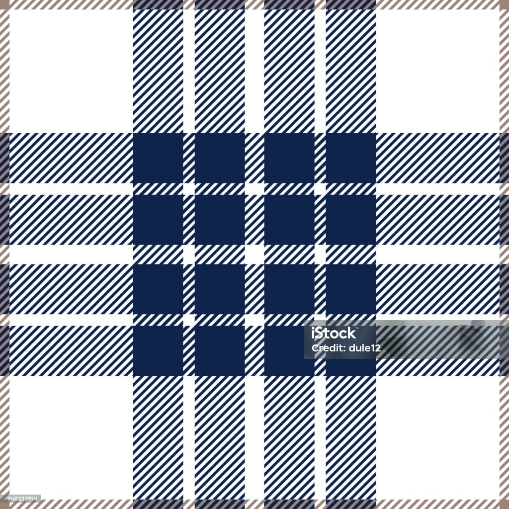 Blue Tartan Plaid Seamless Pattern Design Blue and white seamless traditional tartan plaid pattern design. Abstract stock vector