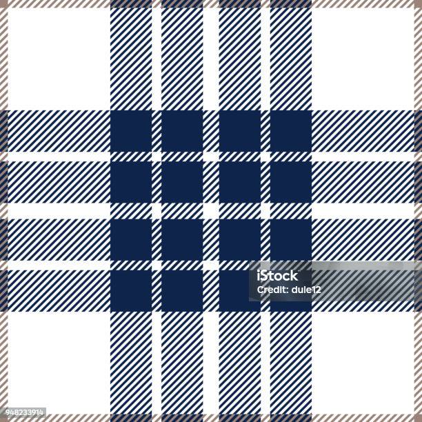 Blue Tartan Plaid Seamless Pattern Design Stock Illustration - Download Image Now - Abstract, Backgrounds, Blue