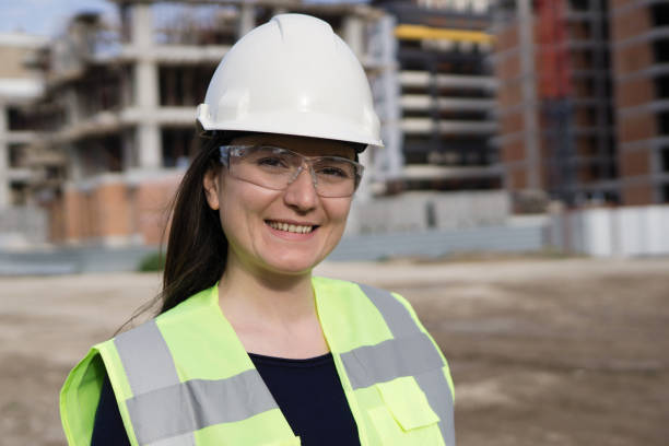 istock Close up of a female engineer at construction site 948239950
