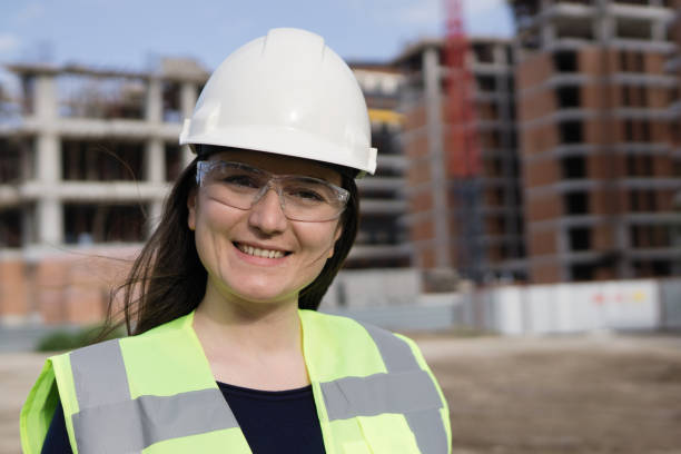 istock Close up of a female engineer at construction site 948241002