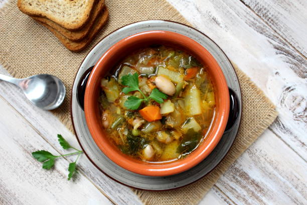 istock Vegetables soup on the wooden table. 948249956
