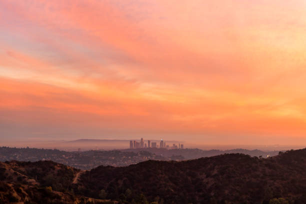 Downtown Los Angeles at Sunset stock photo