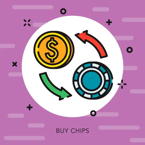 Vector illustration of Buy Chip Open Outline Casino Icon