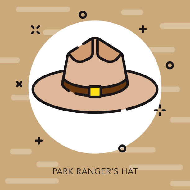 Park Rangers Hat Open Outline Canadian Icon Stock Illustration