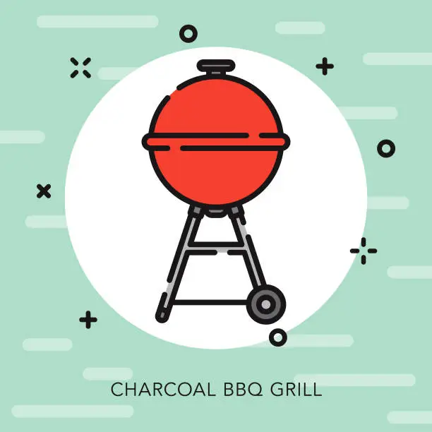 Vector illustration of BBQ Open Outline Barbecue Icon