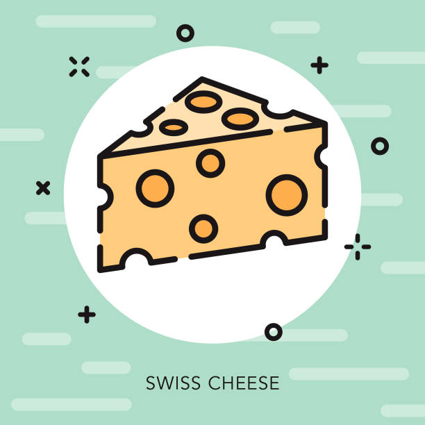 Cheese Open Outline Barbecue Icon A flat design/thin line BBQ icon with small openings in the outlines to add some character. Color swatches are global so it’s easy to edit and change the colors. File is built in CMYK for optimal printing and the background is on a separate layer. swiss cheese slice stock illustrations