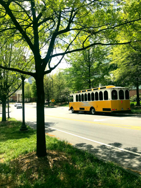 istock Yellow bus in the green park 948269858