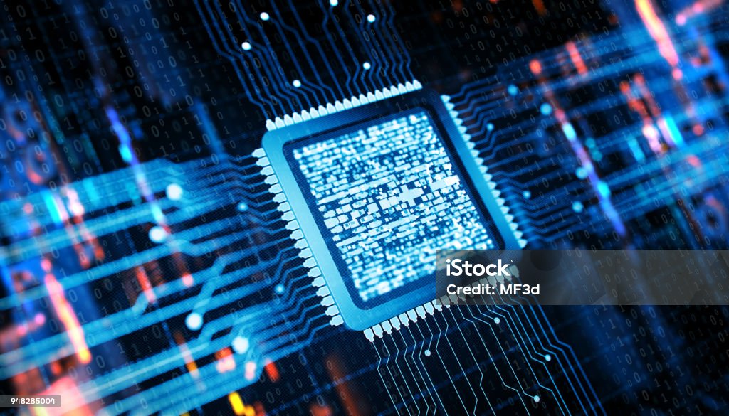 CPU and Computer chip concept Central Computer Processor digital concept Computer Chip Stock Photo