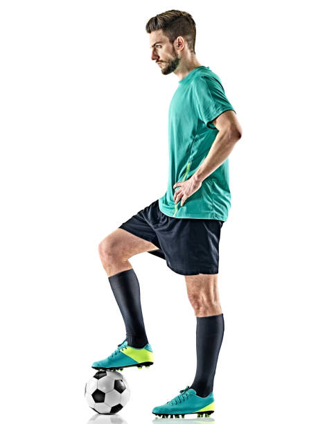 istock one soccer player man standing isolated white background 948287046