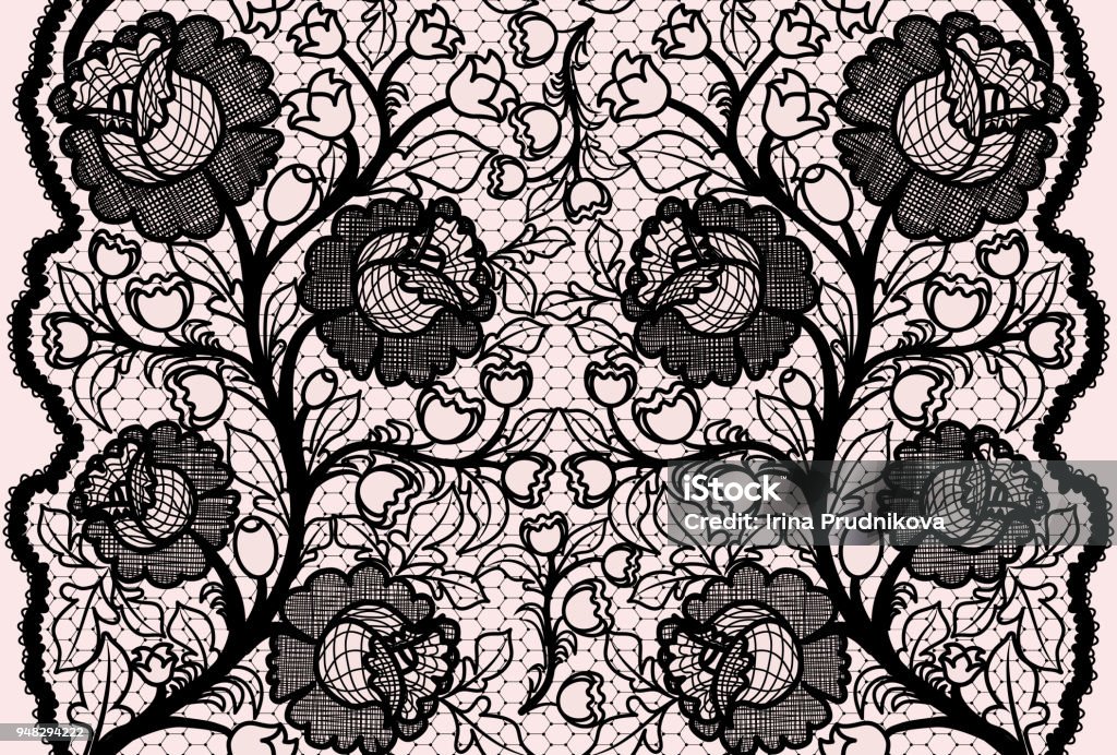 Abstract Seamless Black Lace Ribbon With Feminine Floral Pattern Stock  Illustration - Download Image Now - iStock