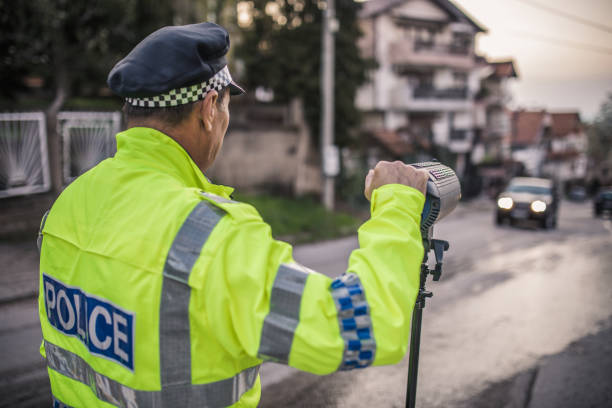 istock Police man speed trapping on the road 948306086