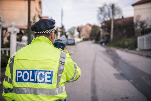 istock Police officer speed trapping on the road 948306792
