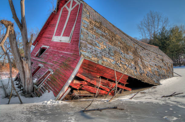 Old falling down barn of Saguenay-Lac St-Jean, Quebec, Canada