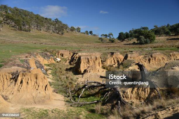 Erosion Gully In Farmland Stock Photo - Download Image Now - Eroded, Australia, Farm