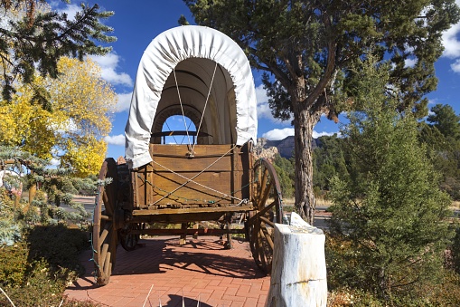 Model of Old Wild West Wagon Wheel Stage Coach near Sedona Southwest USA Arizona