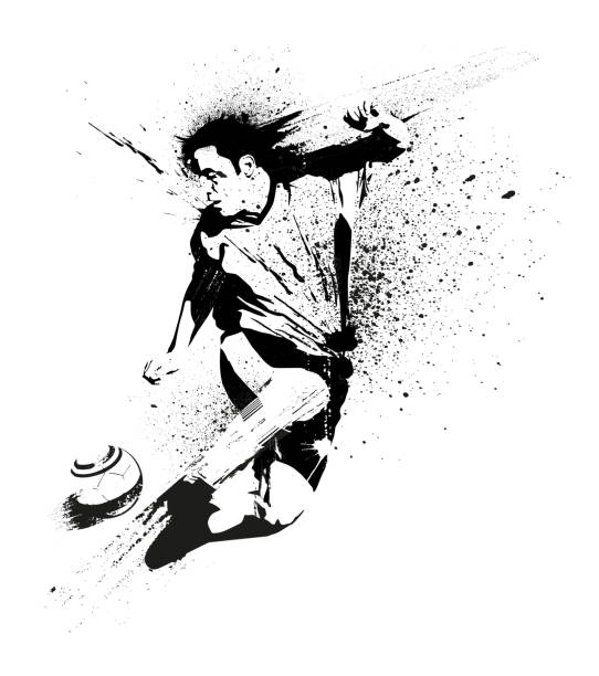 fußball spieler schablone - soccer vector silhouette professional sport stock-grafiken, -clipart, -cartoons und -symbole