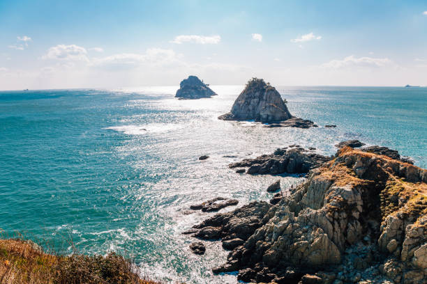 istock Oryukdo islands with blue ocean in Busan, Korea 948359264