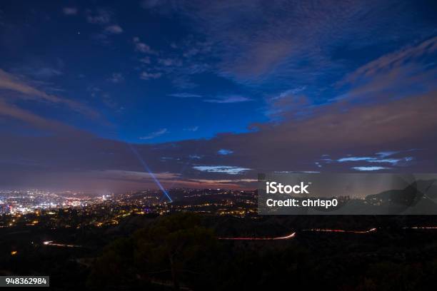 Dusk Over The Hollywood Hills Stock Photo - Download Image Now - Hollywood Hills - Los Angeles, Night, Sunset