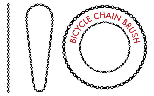 illustrations, cliparts, dessins animés et icônes de chaîne brush set - chain bicycle chain gear equipment