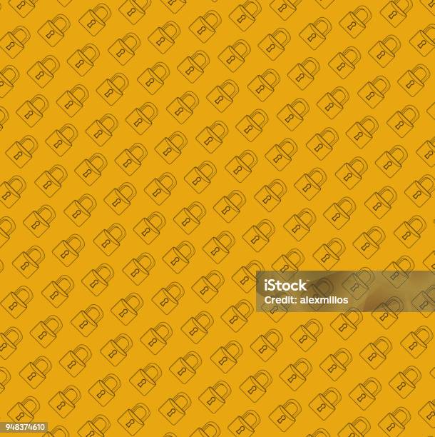 Yellow Lock Pattern Lock Secure Pattern Line Illustration Graphic Stock Illustration ...