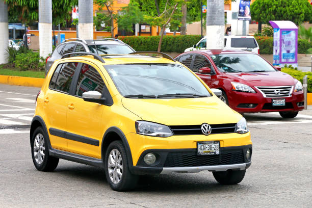 Volkswagen CrossFox Acapulco, Mexico - July 30, 2017: Motor car Volkswagen CrossFox in the city street. superman named work stock pictures, royalty-free photos & images