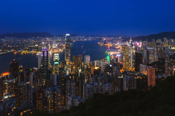istock Hong Kong cityscape at night. View from Peak 948384066