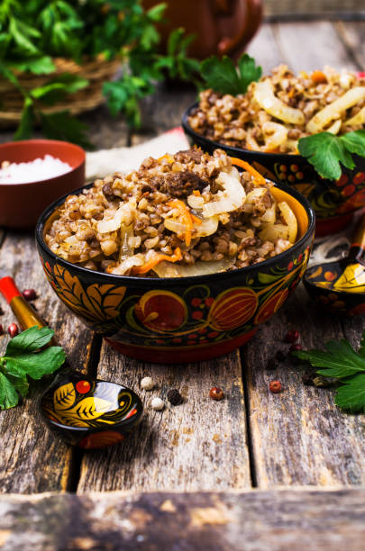 istock Traditional buckwheat porridge with meat 948386994