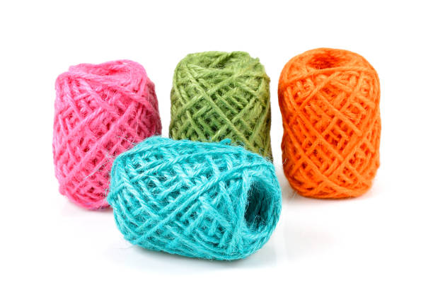 rolls of colorful rope clew - nutral imagens e fotografias de stock