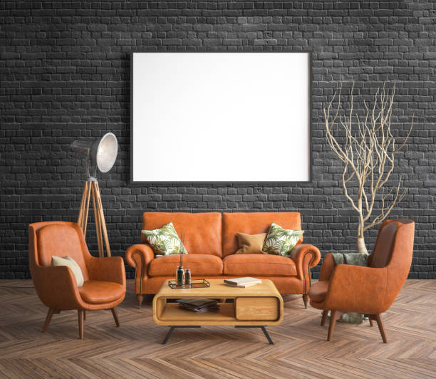 istock Mock up poster frame in hipster interior background 948391818