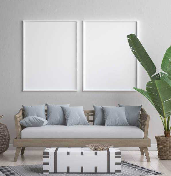 istock Mock up poster frame in hipster interior background, scandinavian style 948391838
