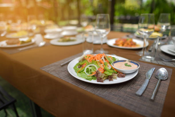 istock Delicious food set mixed full on the table in restaurant 948410970