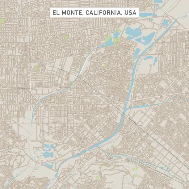 Vector illustration of El Monte California US City Street Map