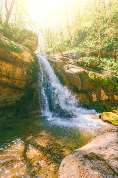 istock landscape with a waterfall on a mountain river in a forest on a warm spring day 948426280