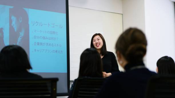 istock Businesswoman giving presentation 948431424