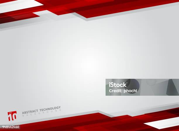 Abstract Technology Geometric Red Color Shiny Motion Background Stock Illustration - Download Image Now