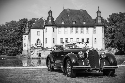 1937 Talbot Lago T150 C Cabriolet D'Usine classic car on display during the 2014 Classic Days event at Schloss Dyck