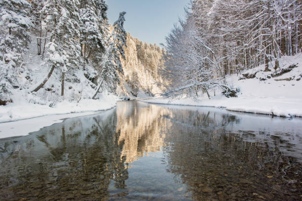 istock panorama scene with ice and snow at river Ammer in Bavaria, Germany 948447604