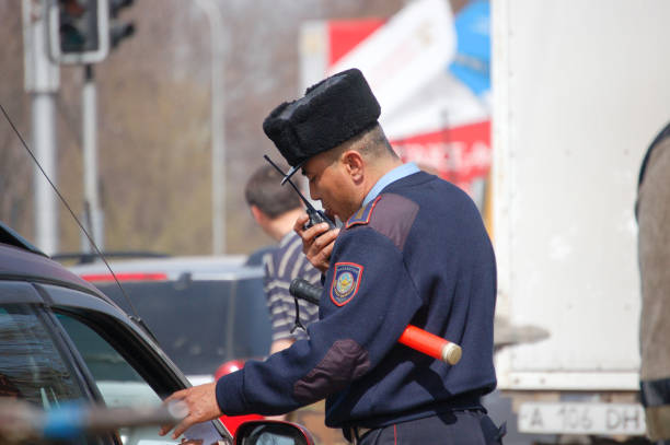 Kazakh Policeman stock photo