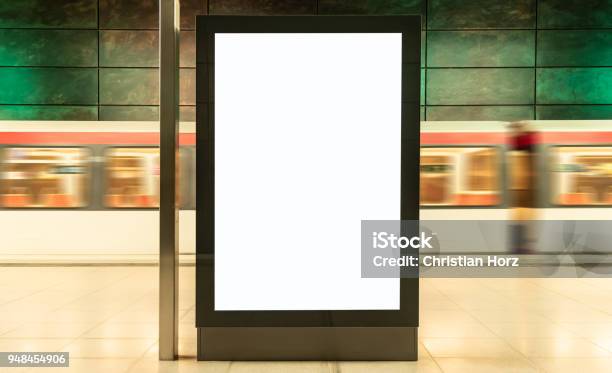 Blank Digital Display Advertisement Billboard In Subway Station Stock Photo - Download Image Now