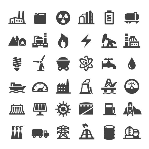 stockillustraties, clipart, cartoons en iconen met industrie pictogrammen - grote reeksen - gas
