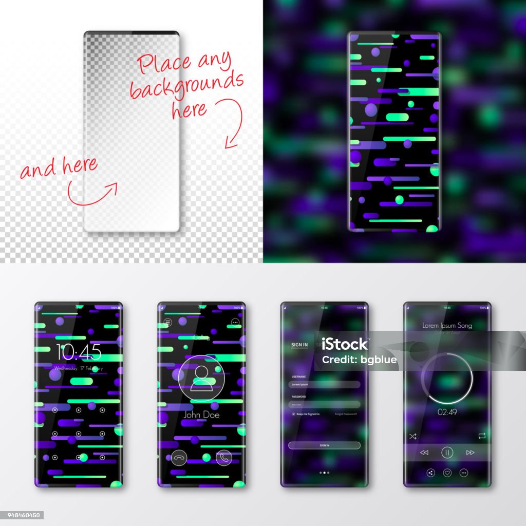 Phone Editing Background Modern Smartphones Templates Mobile Phone Isolated On Blank Background ...