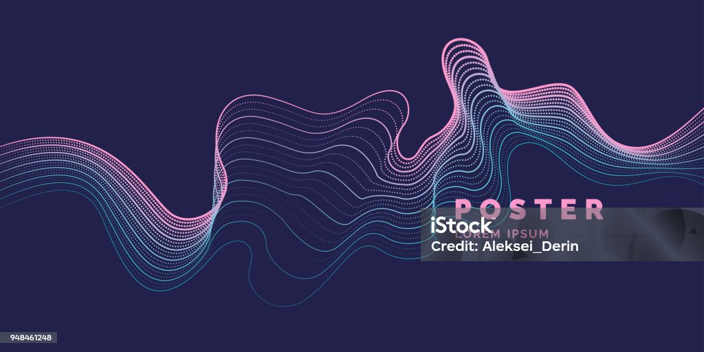 Vector abstract background with a colored dynamic waves, line and particles Vector abstract background with a colored dynamic waves, line and particles. Illustration suitable for design Abstract stock vector