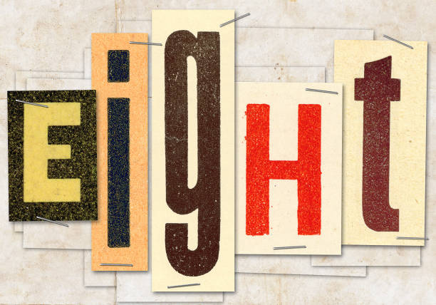 istock The word eight made with old papers and letters 948463408