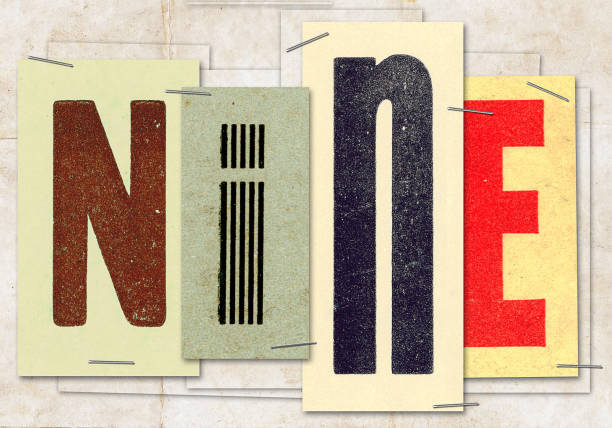 istock The word nine made with old papers and letters 948463410